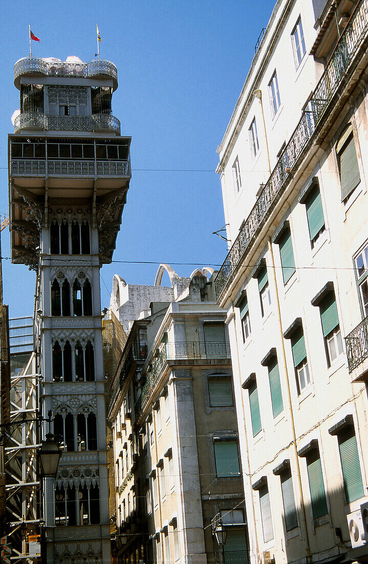 Santa Justa elevator in the old town, Lisbon. Portugal