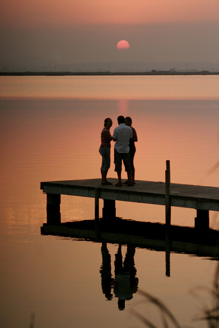 Sunset. Nature reserve of La Albufera, Valencia, Spain.