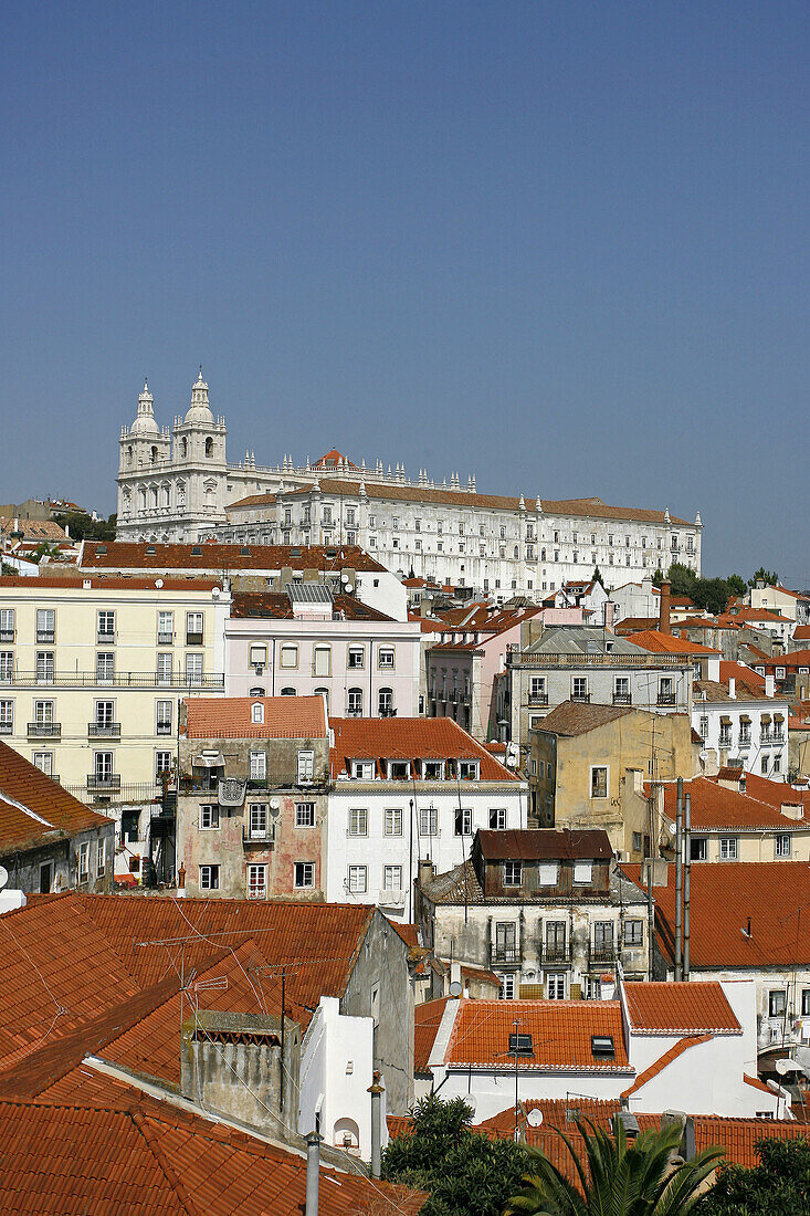 Alfama district and São Vicente de Fora Church, Lisbon, Portugal, Europe