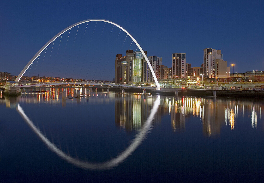 Millennium Bridge and Baltic Flour Mill, Gateshead, England, UK