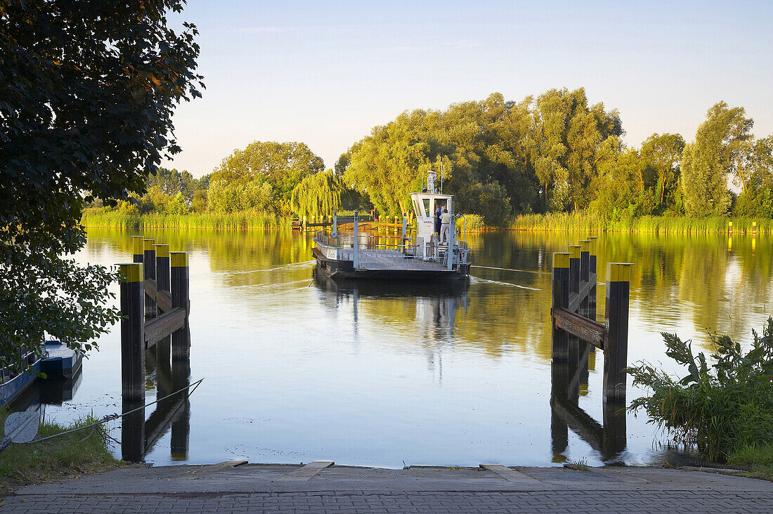 Car ferry over river Havel, Ketzin, Brandenburg, Germany