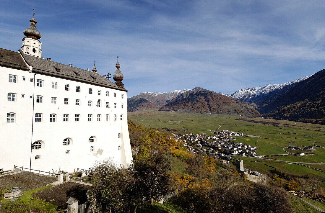 Marienberg monastery and Burgeis, Vinschgau, South Tyrol, Italy