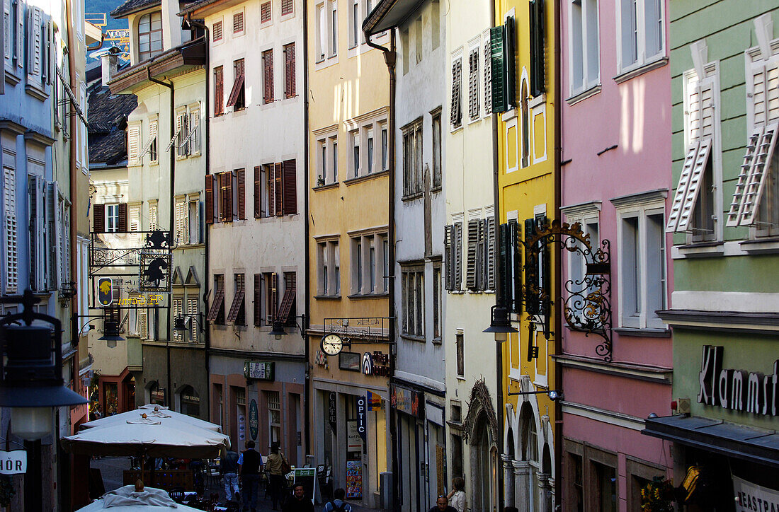 Bindergasse in der Altstadt, Bozen, Südtirol, Italien