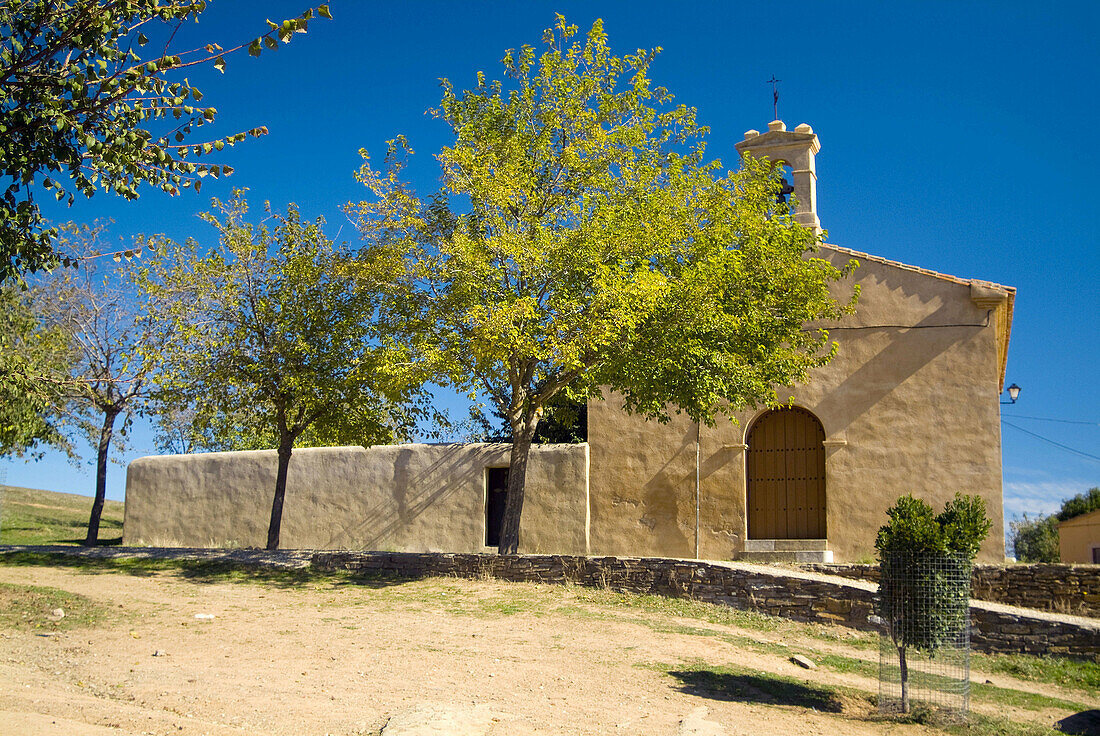 Church of Villa Real de San Carlos. Monfrague Natural Park. Caceres province. Extremadura, Spain.