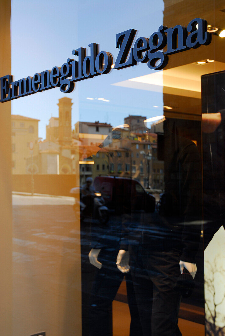 Shop window of Designer Shop Ermenegildo Zegna, Via dei Tornabuoni, Florence, Tuscany, Italy, Europe