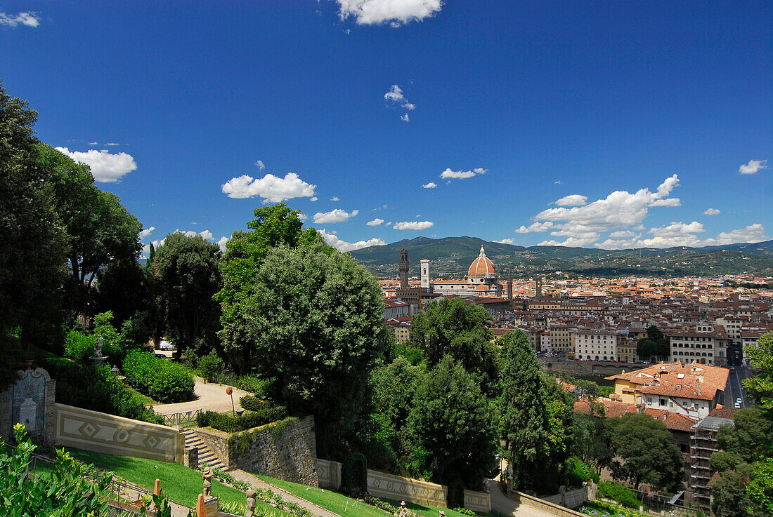 View at Florence under blue sky, Tuscany, Italy, Europe