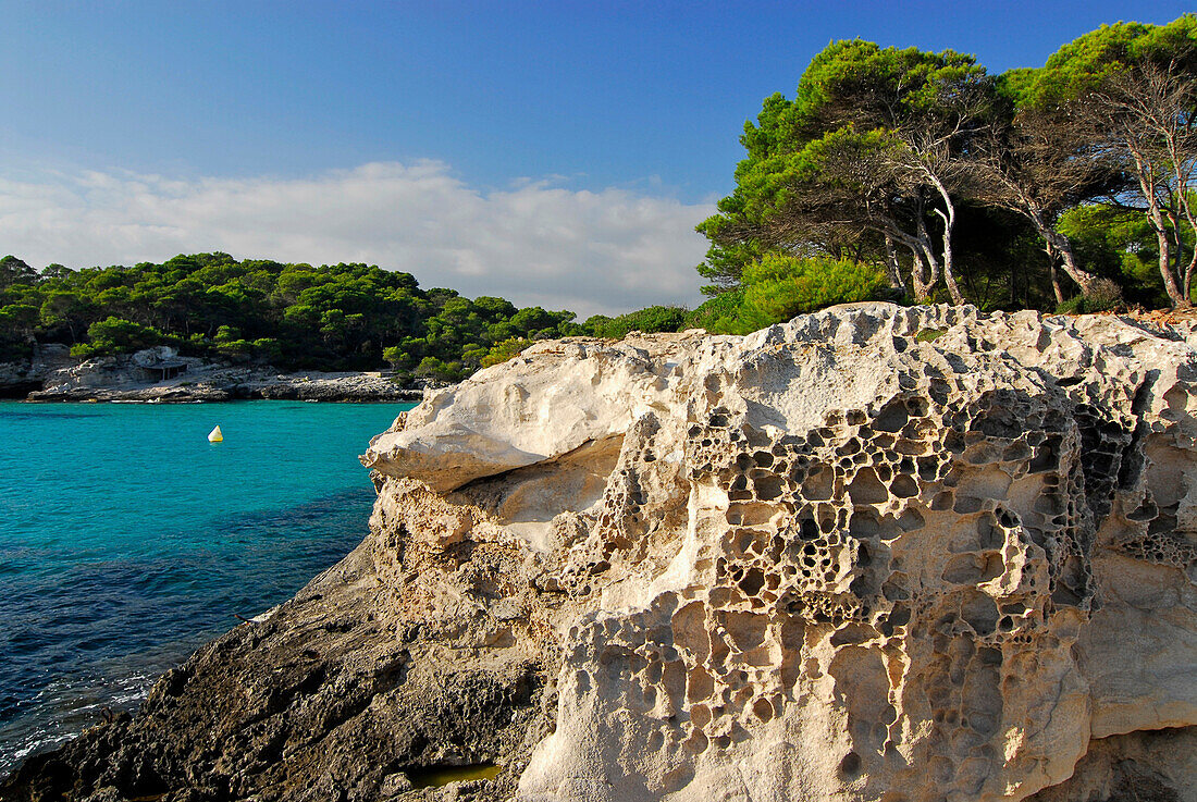 Cala en Turqueta, rocks with strange shape caused by erosion, Minorca, Balearic Islands, Spain