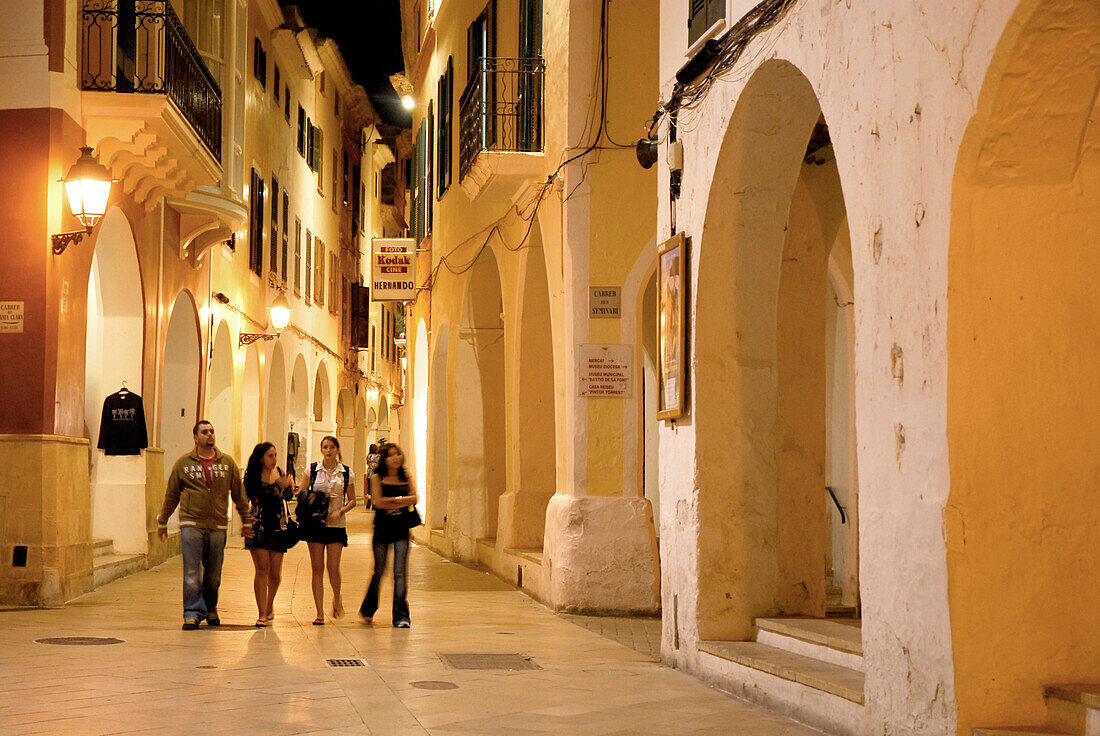 Ses Voltes Arcades in the evening, Ciutadella, Minorca, Balearic Islands, Spain