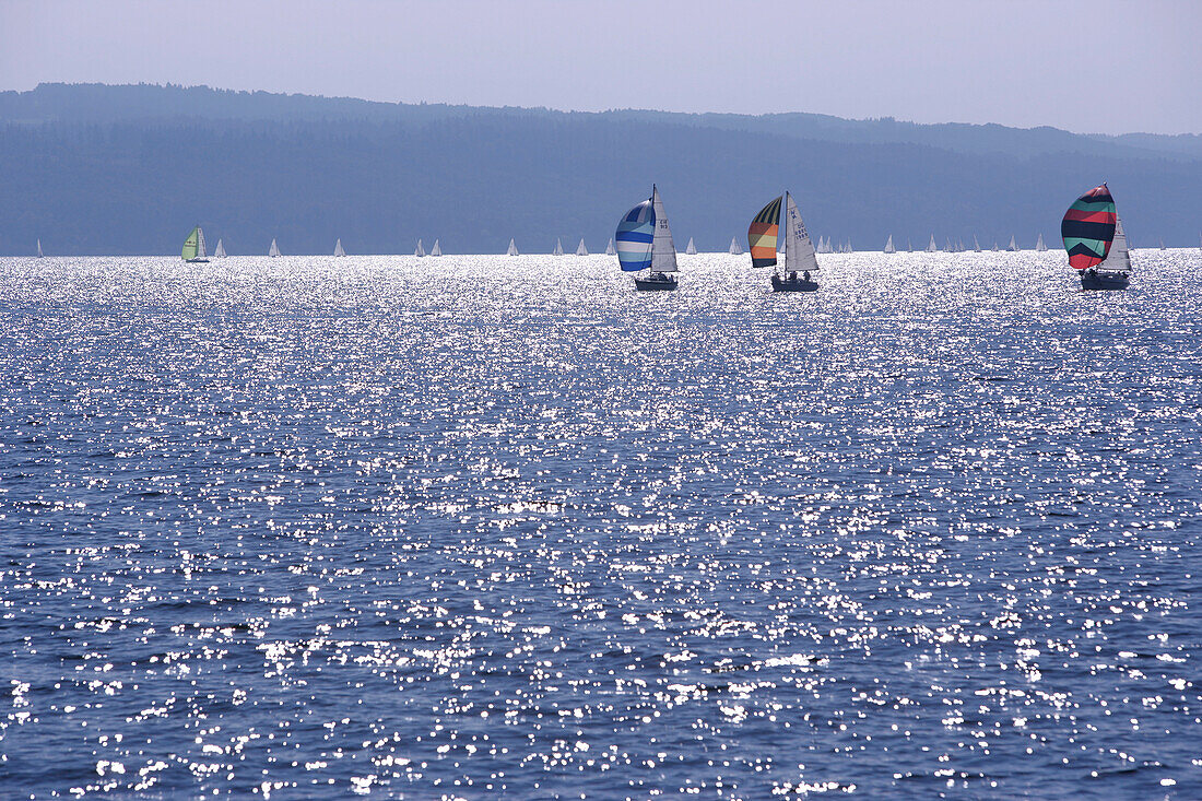 Sailboats on lake Ammersee, Bavaria, Germany