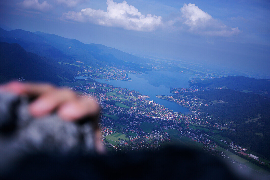 View from mount Wallberg to lake Tegernsee, Bavaria, Germany