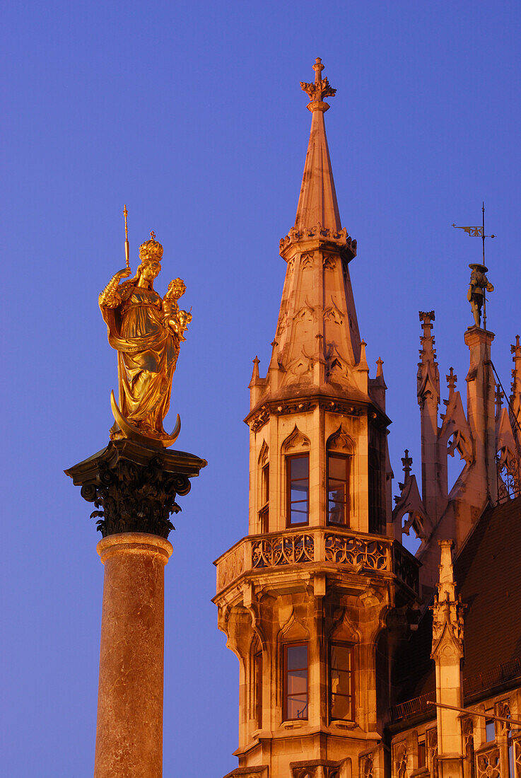 Marian column and New City Hall, Munich, Bavaria, Germany