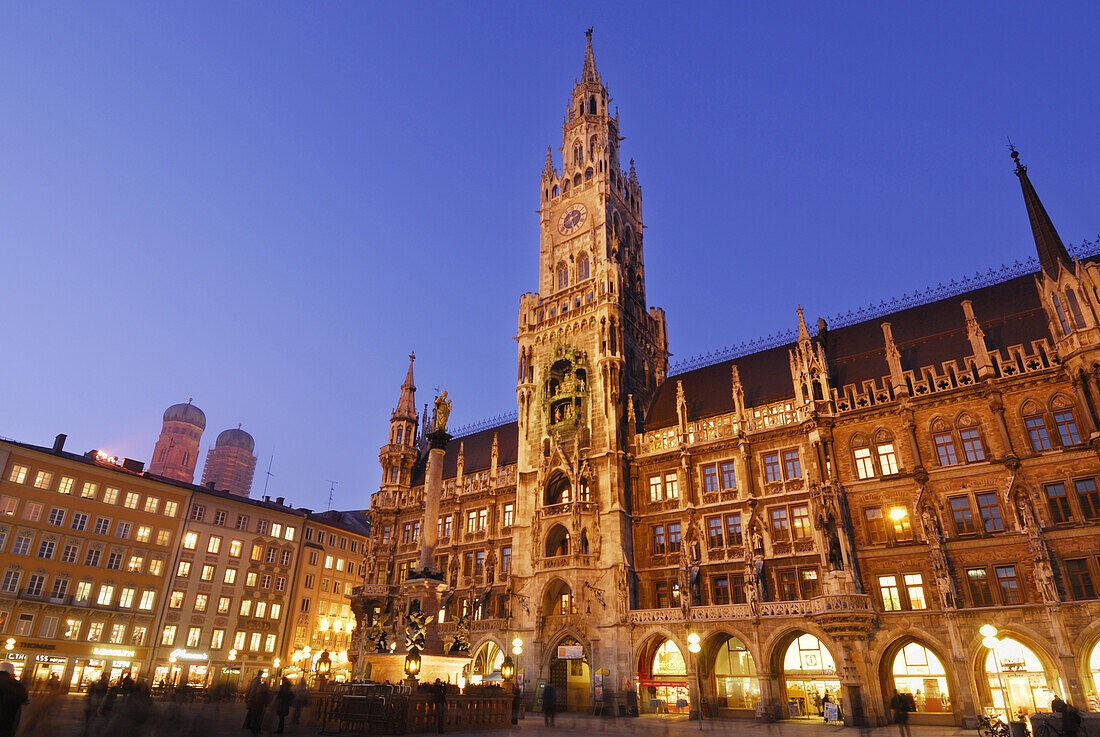 New Town Hall at night, Marienplatz, Munich, Bavaria, Germany