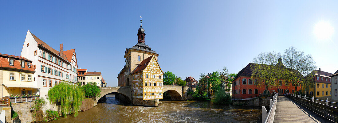 Panorama with Old Townhall, Bamberg, Upper Franconia, Bavaria, Germany