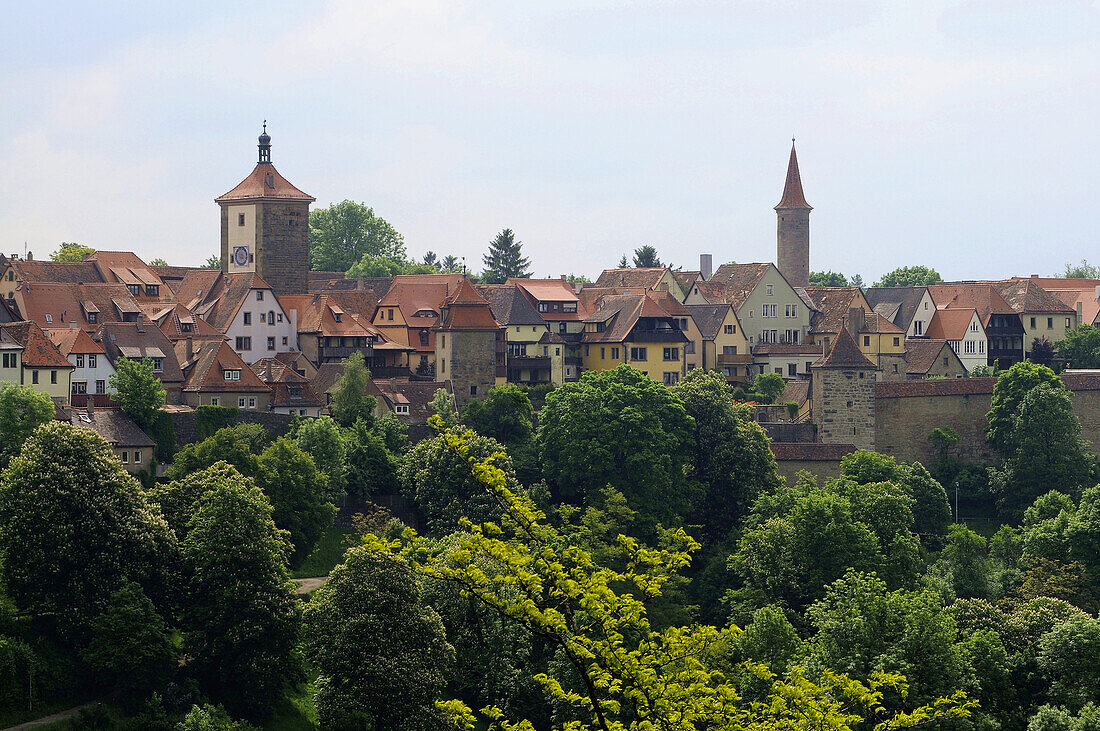 Blick auf Rothenburg ob der Tauber, Mittelfranken, Bayern, Deutschland