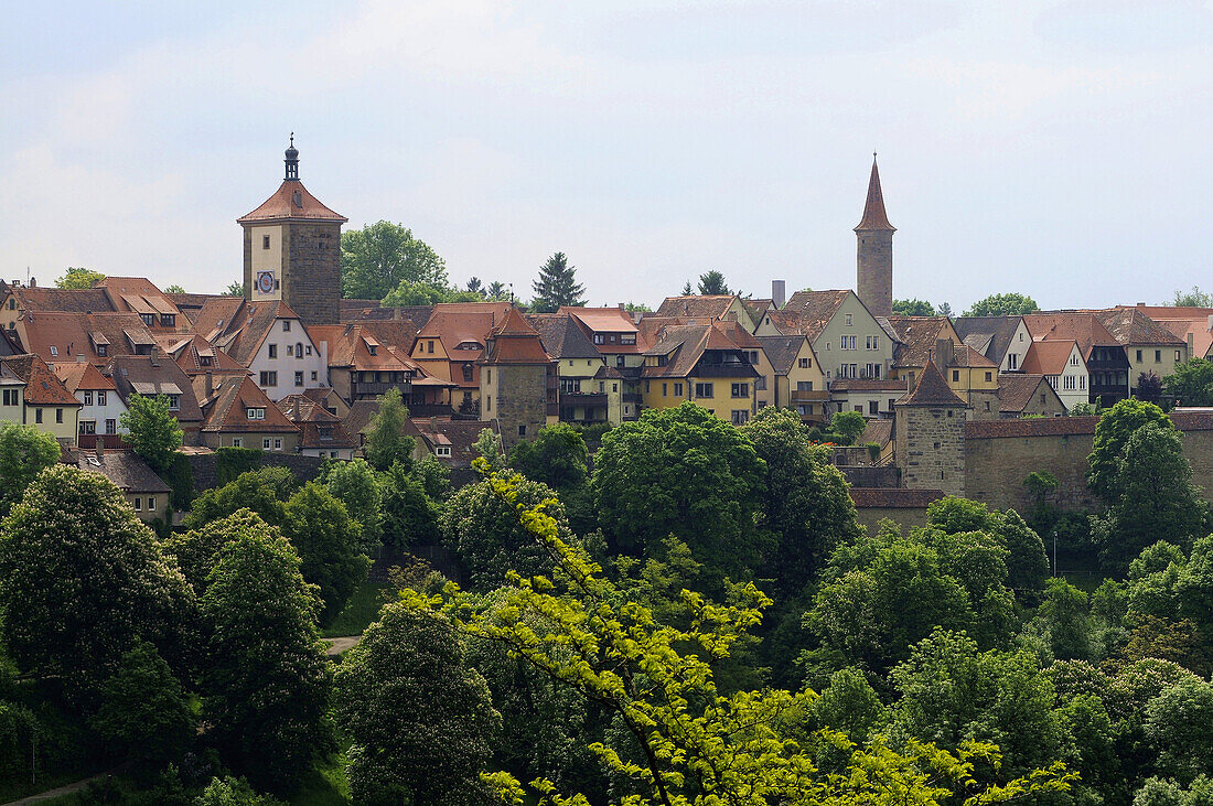 View to Rothenburg ob der Tauber, Middle Franconia, Bavaria, Germany