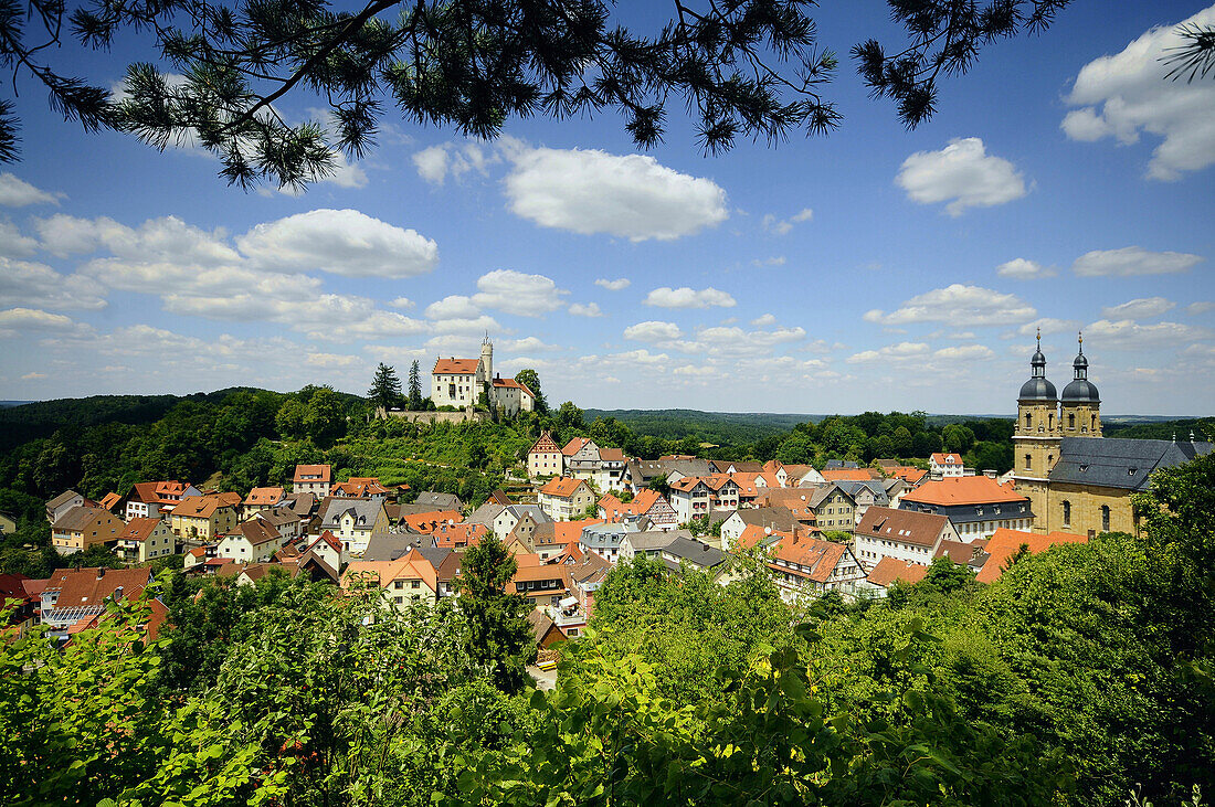View over Goessweinstein, Franconian Switzerland, Upper Franconia, Bavaria, Germany