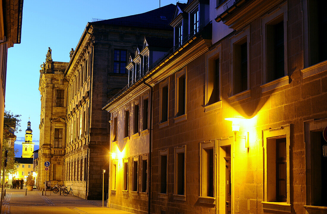 Castle at night, Erlangen, Middle Franconia, Bavaria, Germany