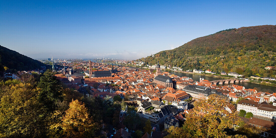 Blick auf Heidelberg am Neckar, Baden-Württemberg, Deutschland