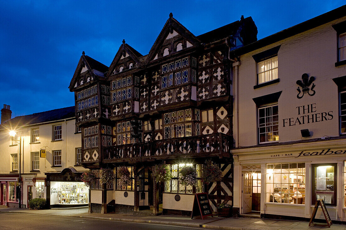 Ludlow, Feathers Hotel, Jacobean style building, timbered, Inn since 1670, Shropshire, UK