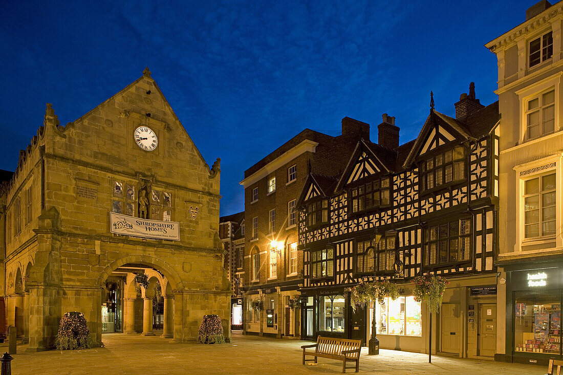 Shrewsbury, Old Market Hall, The Music Hall, Rowleys House, timber-framed, end of 16th century, Shropshire, UK