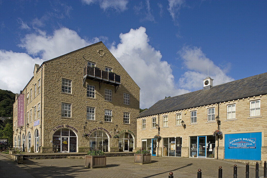 Hebden Bridge, Visitor & Canal Centre, Butlers Wharf, typical buildings, West Yorkshire, UK