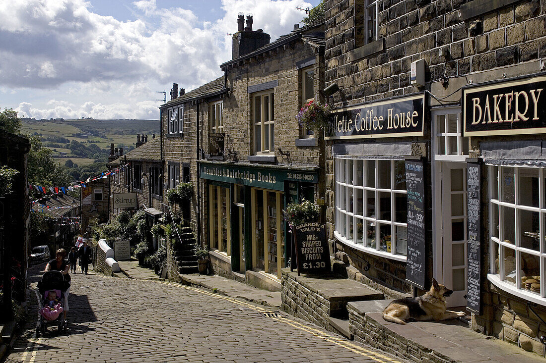 Haworth, Main street, Brontes town, West Yorkshire, UK