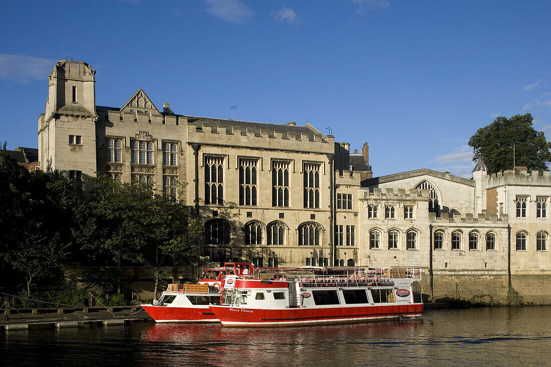 York, Ouse River, quays, riverside, Mansion House, Guildhall, North Yorkshire, UK