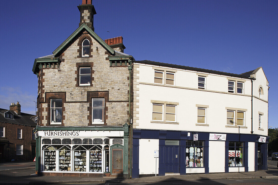 Penrith, Corney Square, typical buildings, Lake District, Cumbria, UK