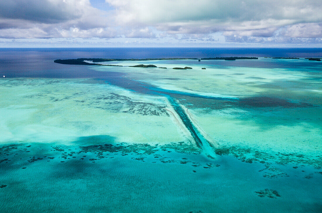 Aerial View of Divespot German Channel, Micronesia, Palau