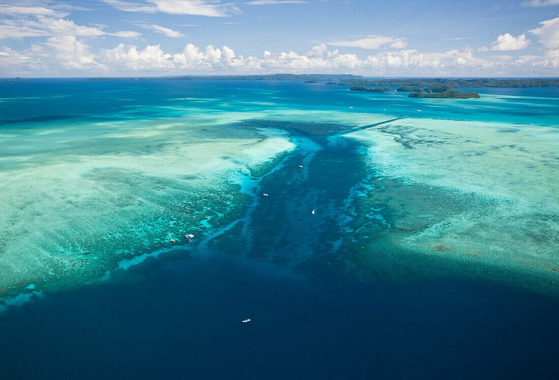 Aerial View of Divespot German Channel, Micronesia, Palau