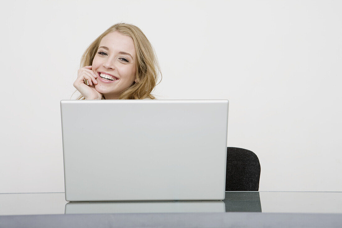 businesswoman using laptop