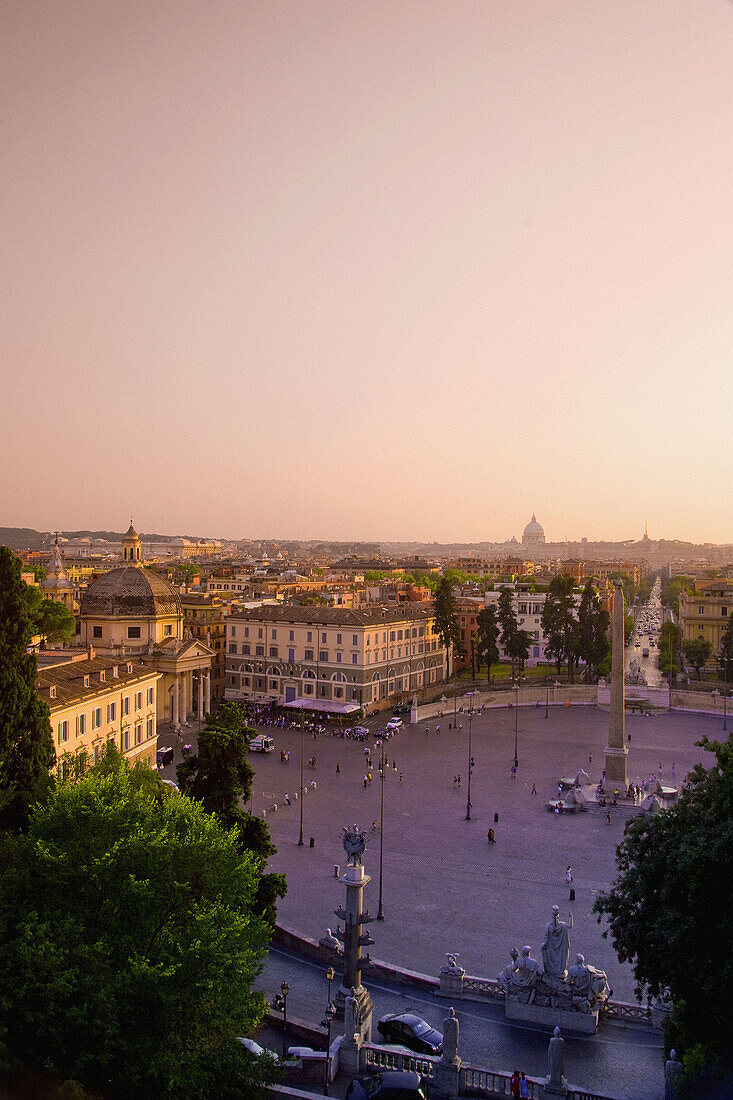 Piazza del Popolo from Pincio Hill, Rome, Italy