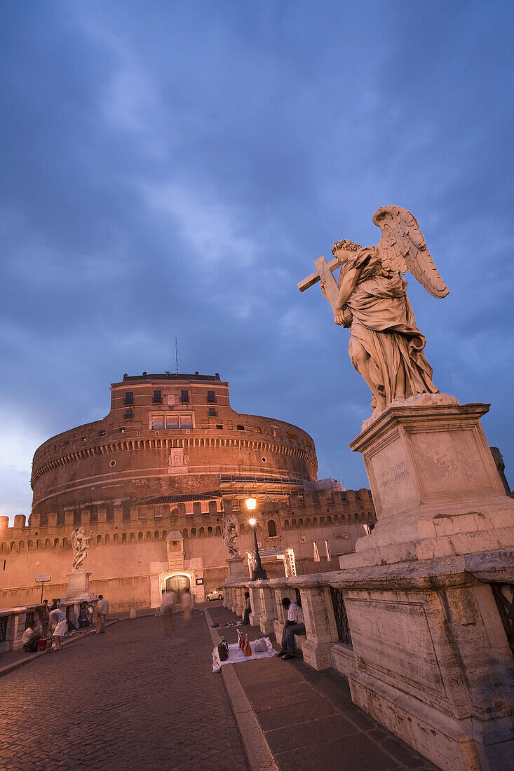 Castel Sant'Angelo and Bernini's statues on Sant'Angelo Bridge, Rome, Italy