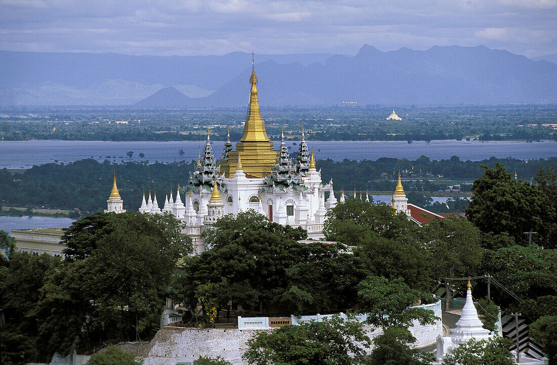 U min kyaukse pagoda and Irrawaddy river, sagaing, Myanmar