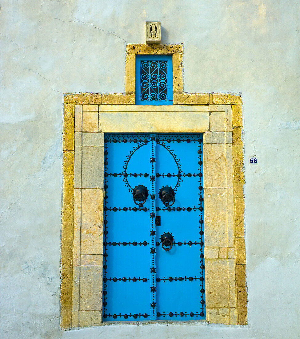 Blue door in Sidi Bou Said, Tunis. Tunisia