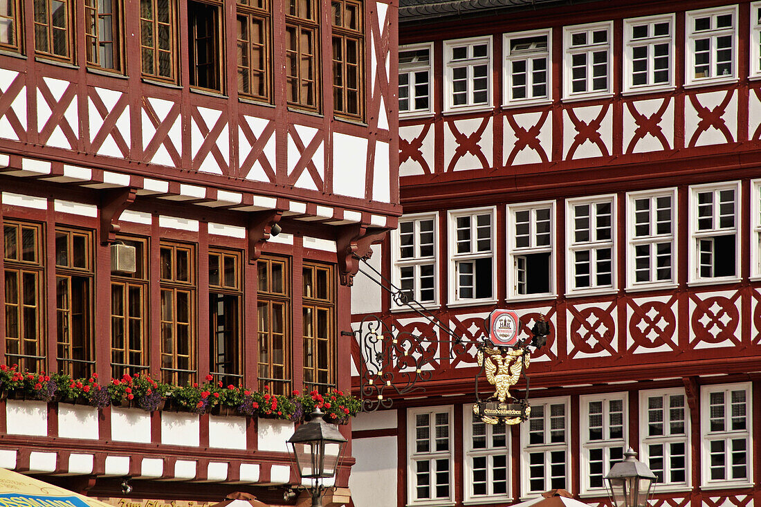 Römerberg, houses in the East Row, detail, Frankfurt, Germany