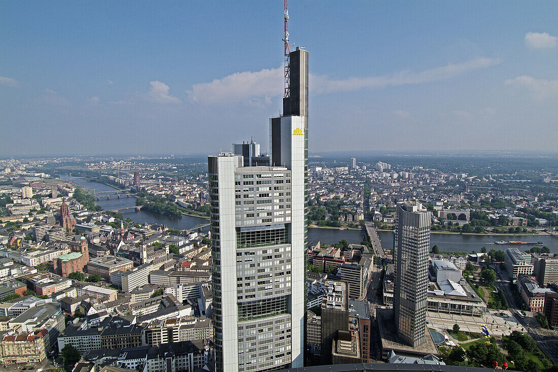 head office building of Commerzbank AG, view from Maintower, Frankfurt, Germany