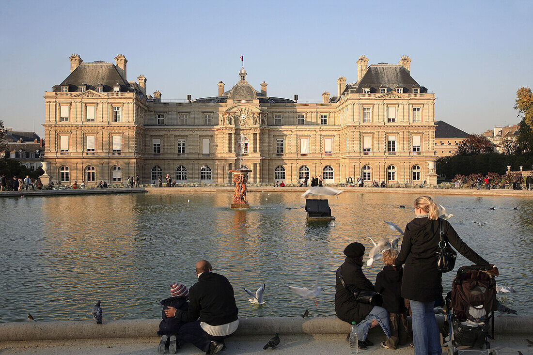 France, Paris, Luxembourg palace gardens, people