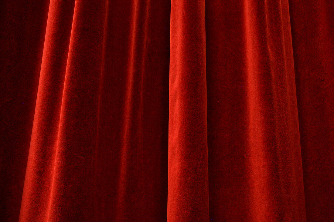 Red velvet curtain at a theater, Pasinger Fabrik, Munich, Bavaria, Germany, Europe