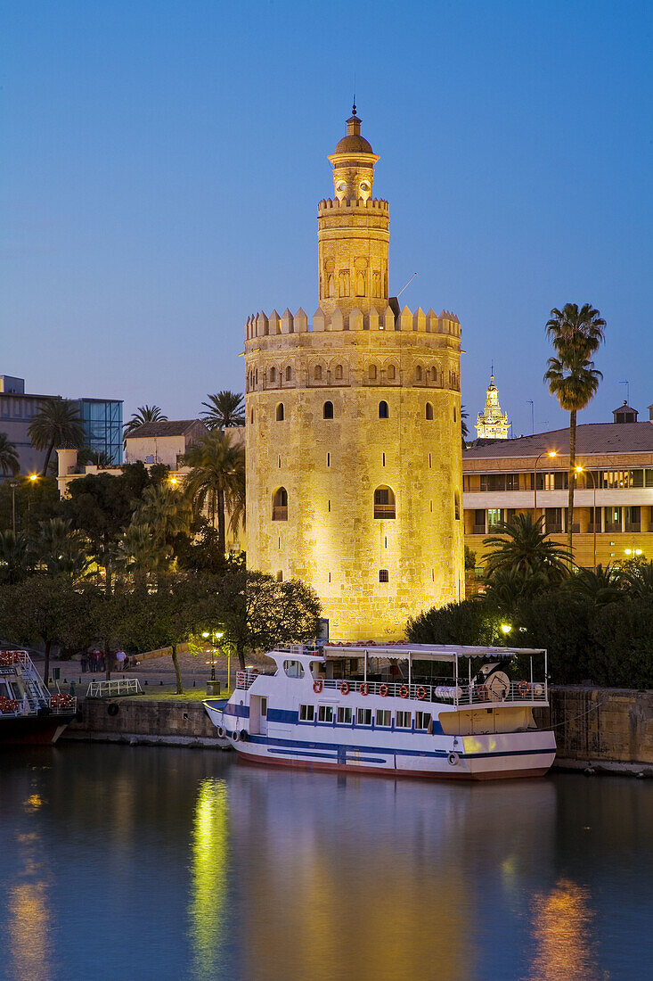 Torre del Oro at dusk, Sevilla. Andalucia. Spain.