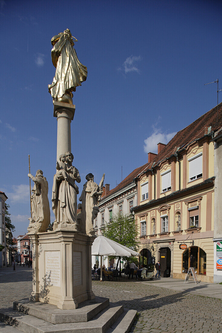 Celje, old town, Galvni Trg - Main Square, Plague Monument, typical buildings, Slovenia