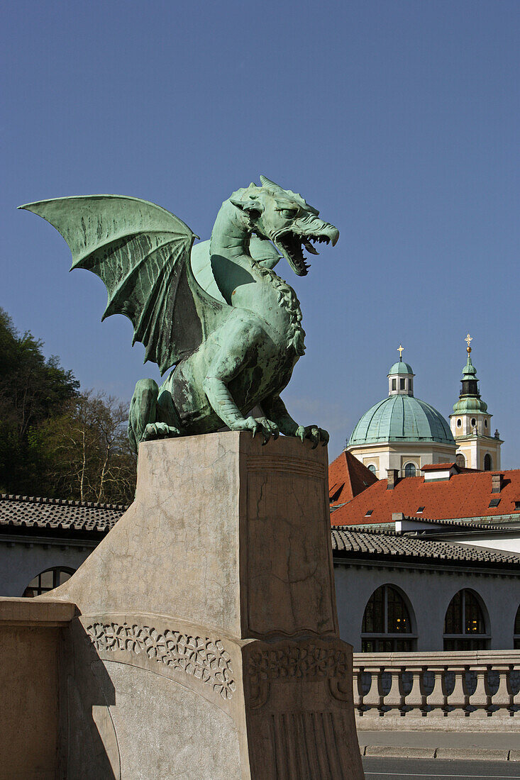 Ljubljana, Dragon Bridge, St Nicholas Cathedral, Slovenia