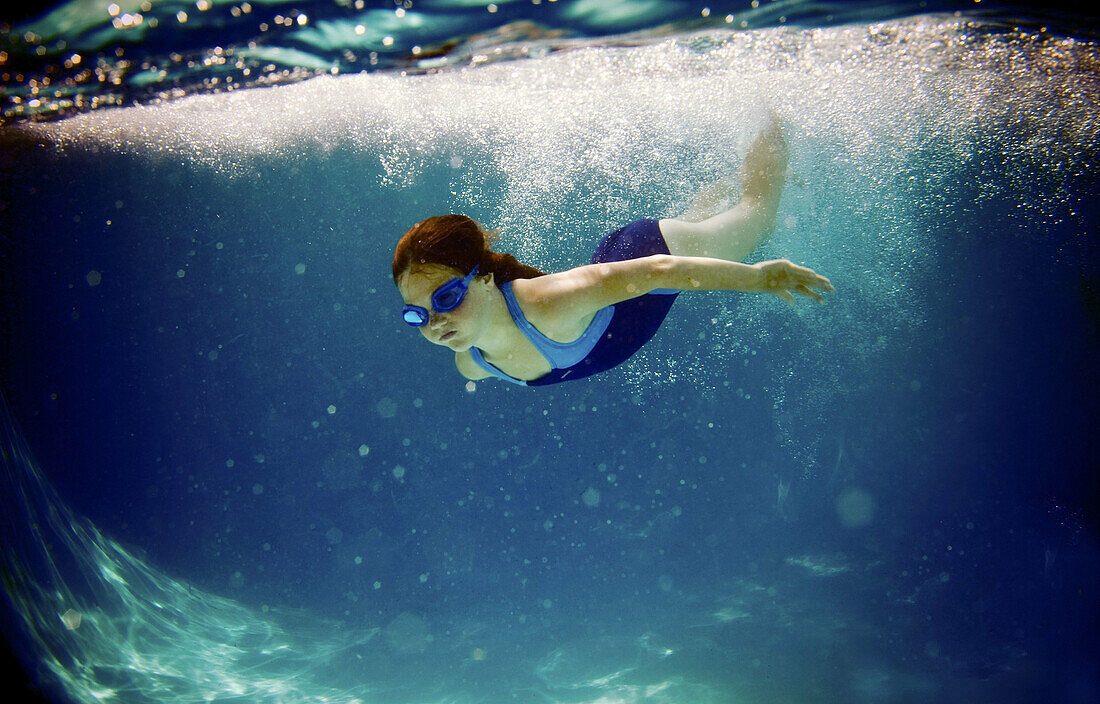 Young girl underwater