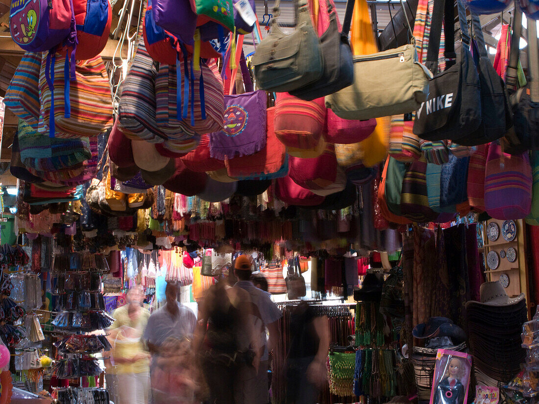 Clothes stalls souk crusader halls acco old town western galilee. Israel.