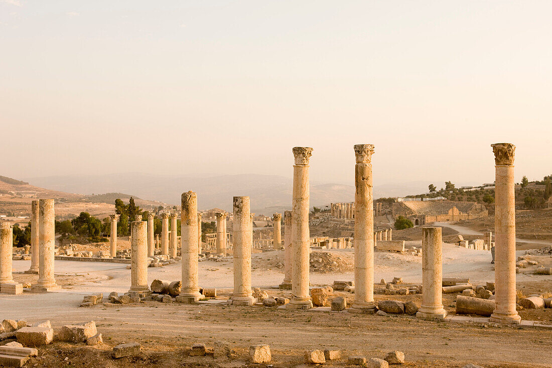 Columns roman temple ruins of artemis. Jerash. Jordan.