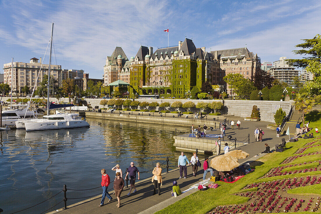 Empress Hotel and Inner Harbour waterfront, Victoria, Vancouver Island, British Columbia, Canada