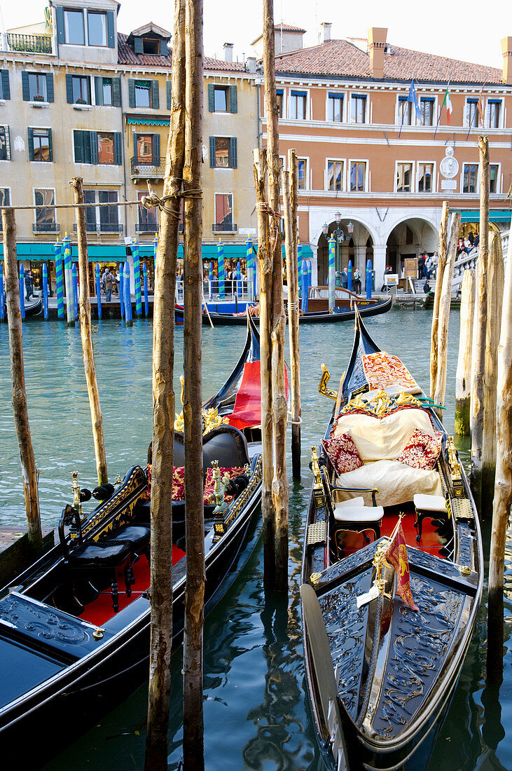 The Grand Canal of Venice, Italy with Venetian architecture, boats and gondolas