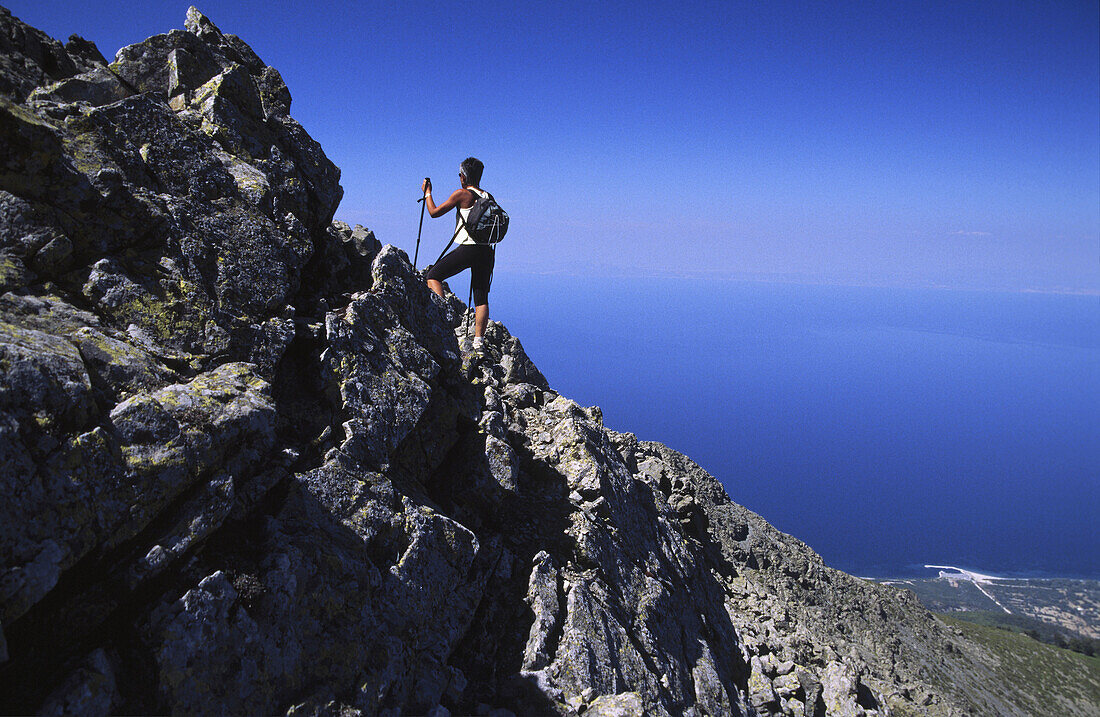 Trekking auf dem Oros Fengari (Mondberg), Insel Samothraki. Nördliche Ägäis, Griechenland