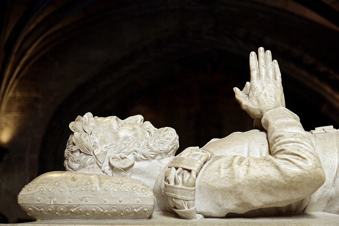 Statue in the chapel of the Jeronimos Monastery, Belem, Lisbon, Portugal