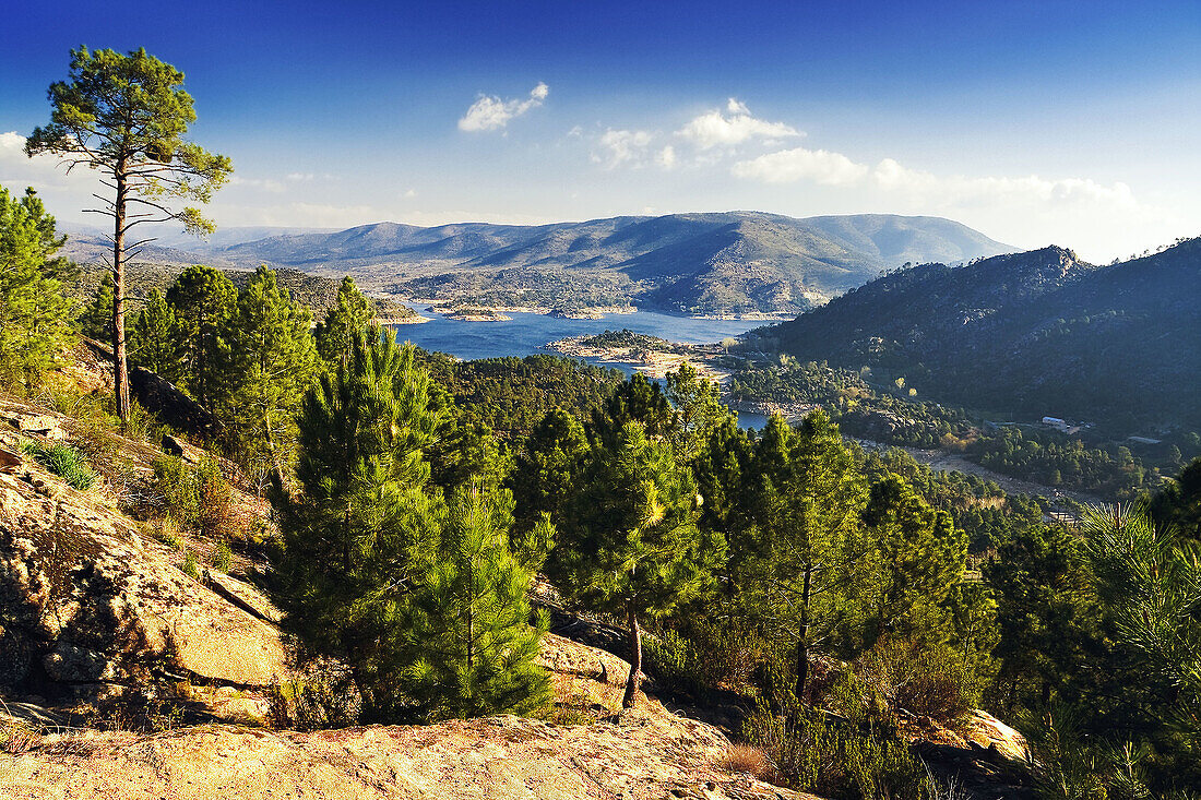 Embalse del Burguillo desde el valle de Iruelas. Castilla león. España.